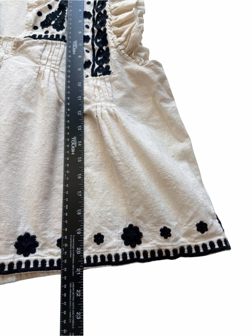 Jennifer & Grace Cream Embroidered Flutter Sleeve Boho Style Blouse Size Large - Picture 3 of 7